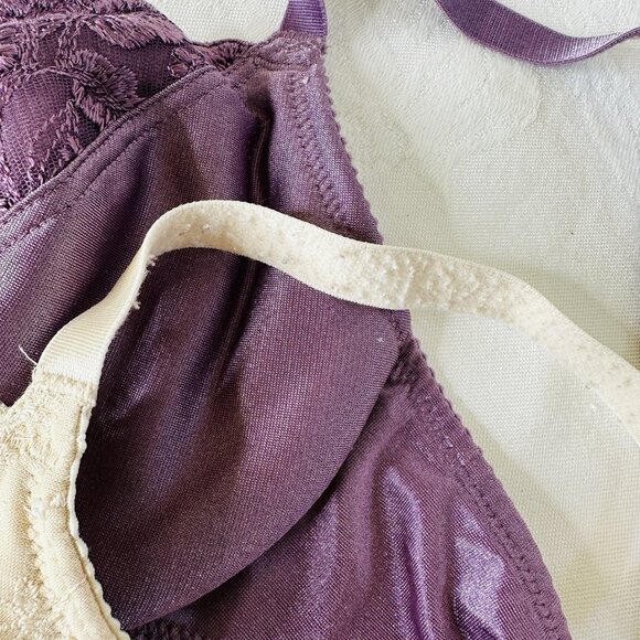 Wacoal Bra 36B 85231 Underwire Lined Lightly Padded Lace Purple Cream Set of 2 - Picture 7 of 11